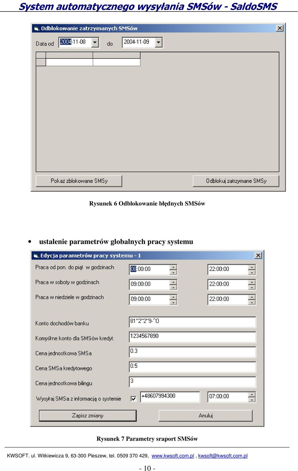 parametrów globalnych pracy