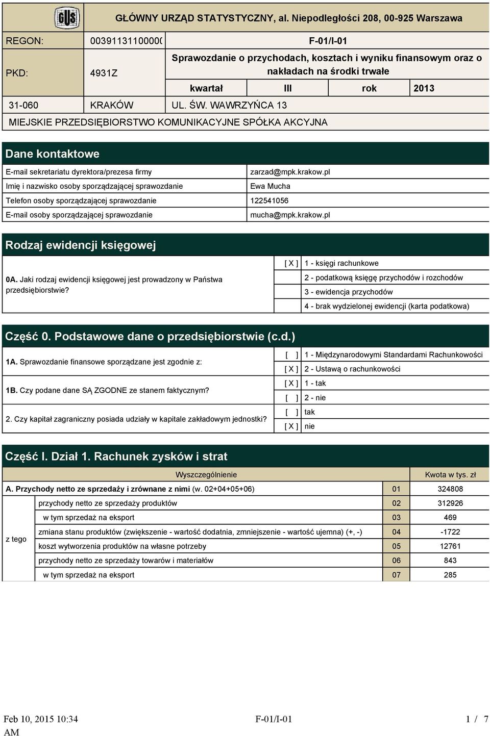 E-mail sekretariatu dyrektora/prezesa firmy zarzad@mpk.krakow.