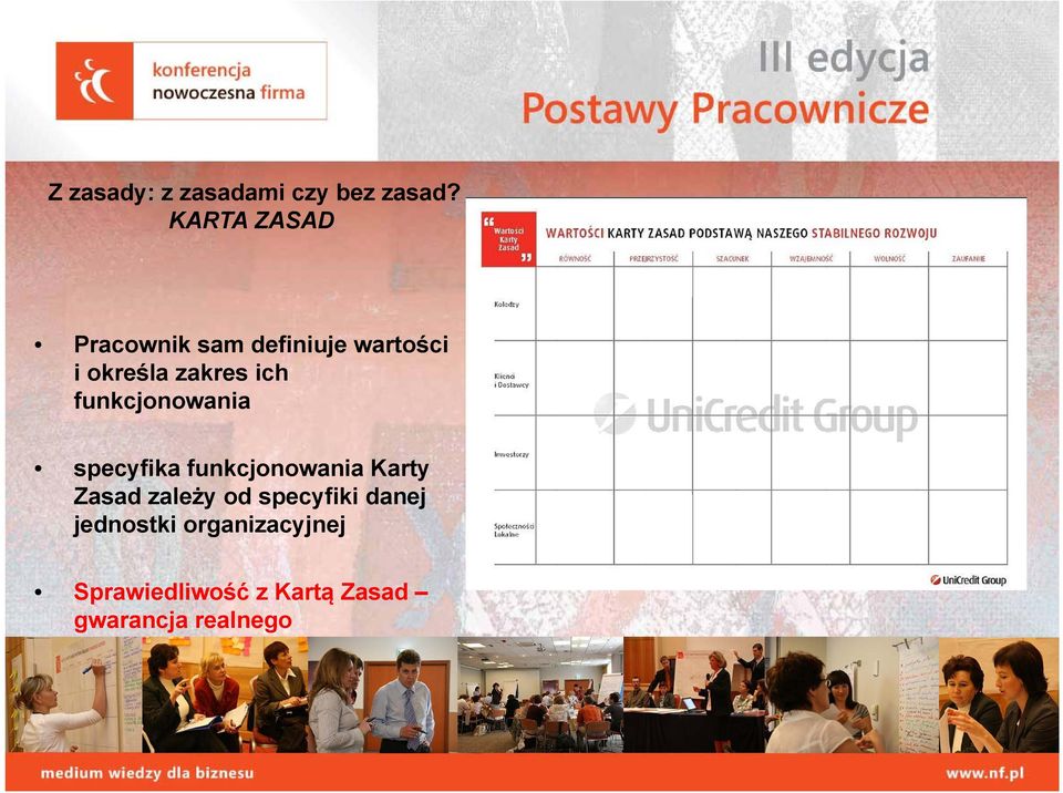 funkcjonowania specyfika funkcjonowania Karty Zasad zależy od specyfiki