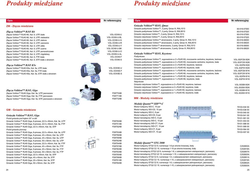 6, UTP, czarne Z³¹cze Volition RJ45 K6, Kat. 6, UTP, pomarañczowe Z³¹cze Volition RJ45 K6, Kat. 6, UTP, migda³owy Z³¹cze Volition RJ45 K6, Kat. 6, FTP, bia³e Z³¹cze Volition RJ45 K6, Kat.