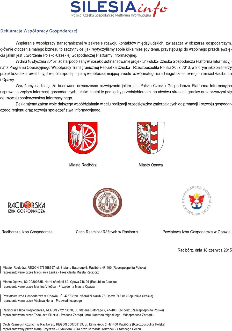 Gospodarczej Platformy Informacyjnej. W dniu 16 stycznia 2015 r.
