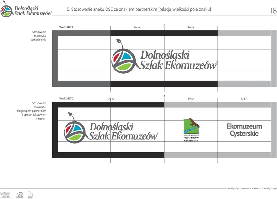 WARIANT 1 1/4 a a 1/4 a Stosowanie znaku DSE z logotypem
