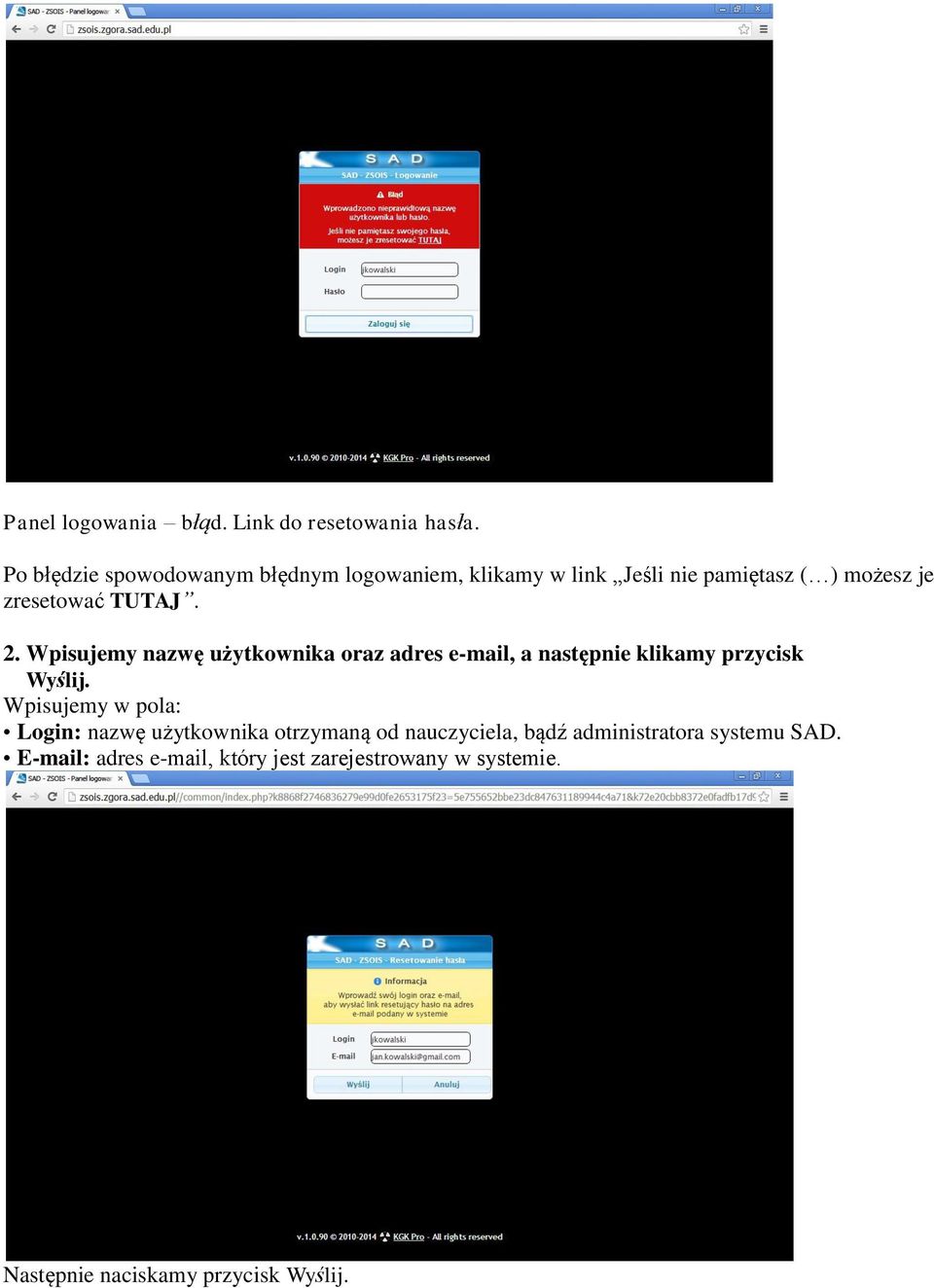 2. Wpisujemy nazwę użytkownika oraz adres e-mail, a następnie klikamy przycisk Wyślij.