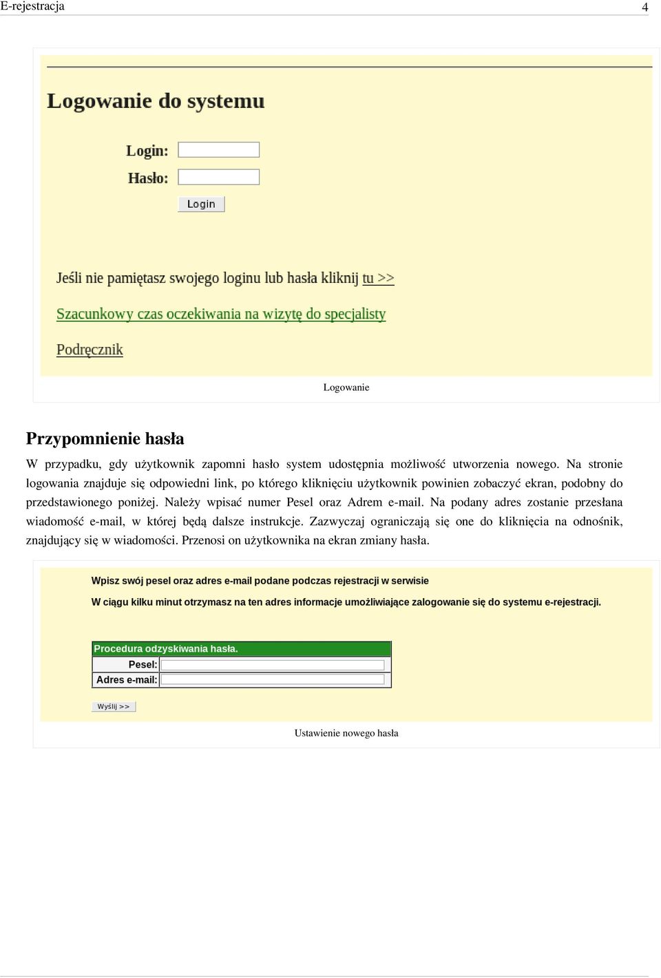 poniżej. Należy wpisać numer Pesel oraz Adrem e-mail. Na podany adres zostanie przesłana wiadomość e-mail, w której będą dalsze instrukcje.