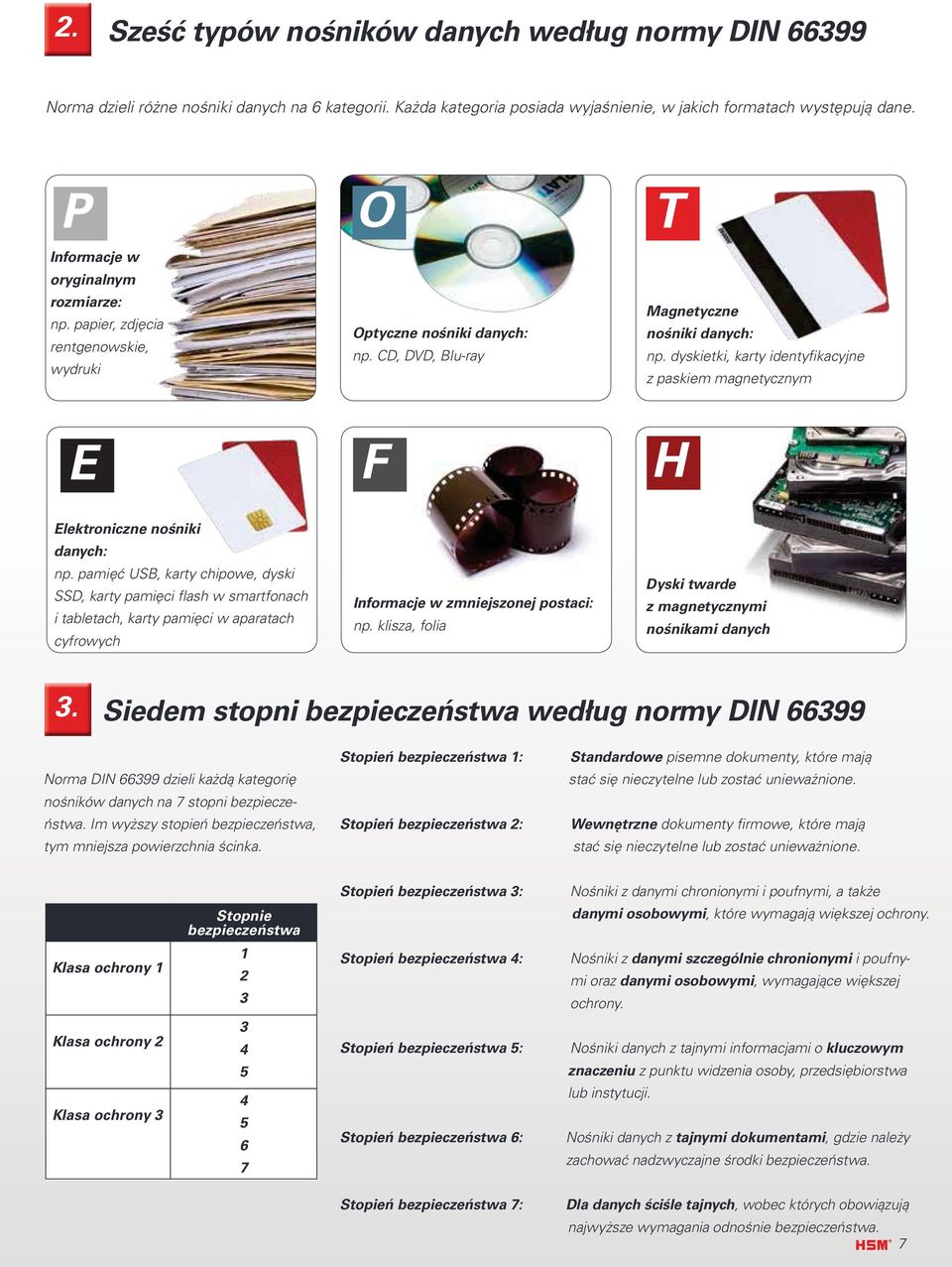dyskietki, karty identyfikacyjne z paskiem magnetycznym H Elektroniczne nośniki danych: np.