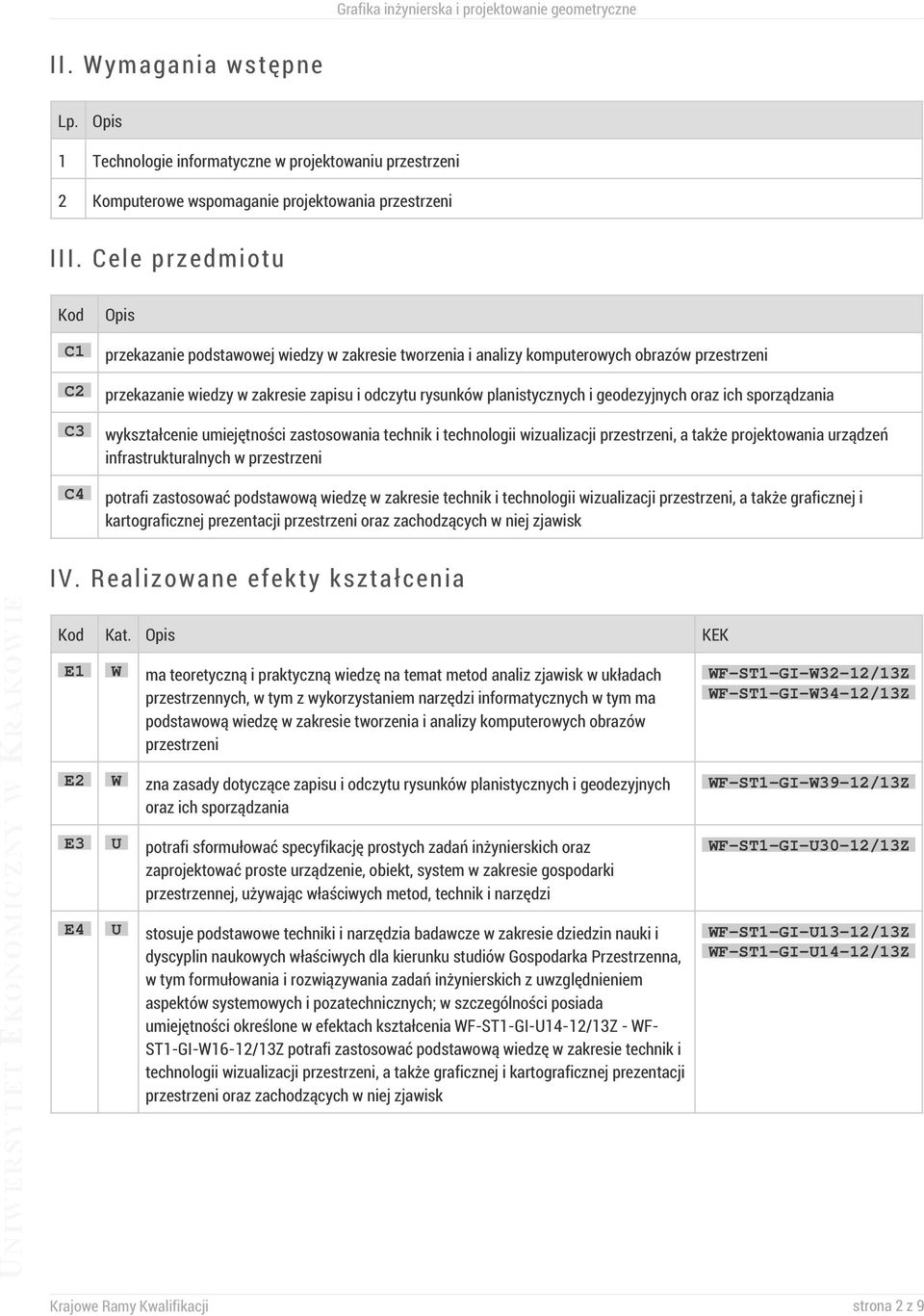 i geodezyjnych oraz ich sporządzania wykształcenie umiejętności zastosowania technik i technologii wizualizacji przestrzeni, a także projektowania urządzeń infrastrukturalnych w przestrzeni potrafi