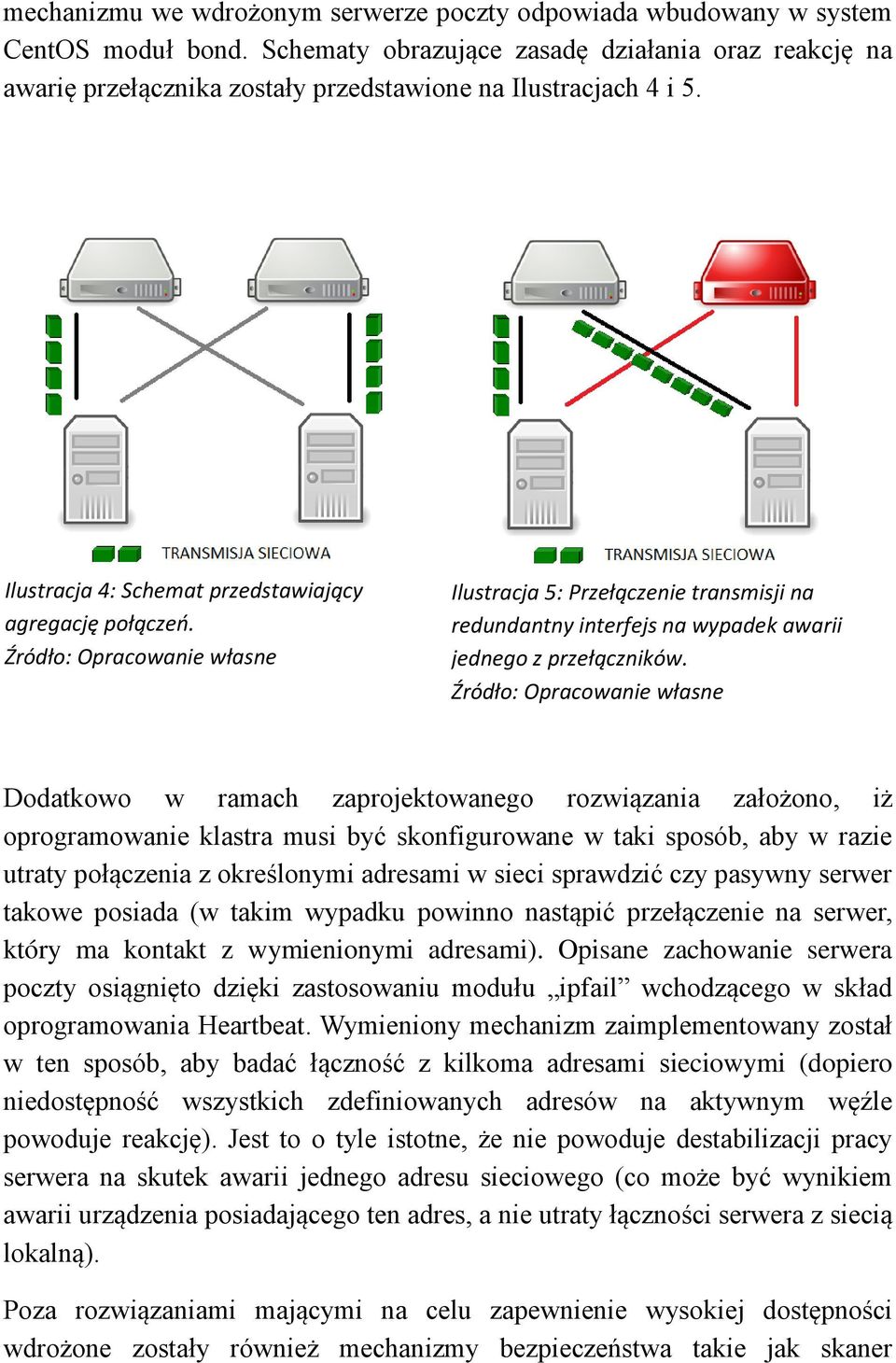 Ilustracja 5: Przełączenie transmisji na redundantny interfejs na wypadek awarii jednego z przełączników.