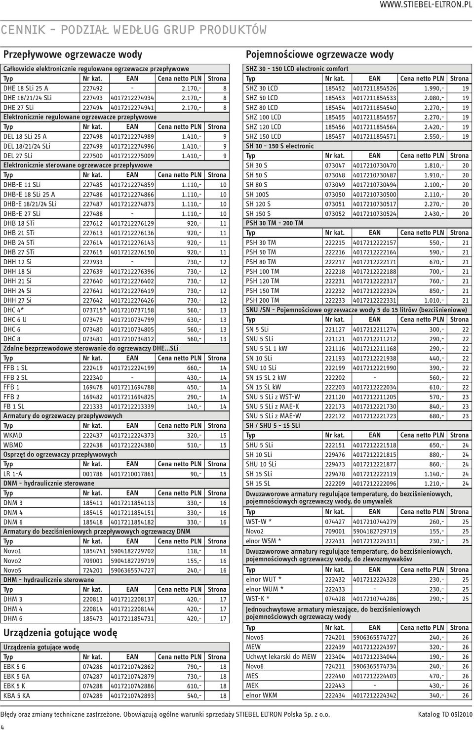 EAN Strona DEL 18 SLi 25 A 227498 4017212274989 1.410,- 9 DEL 18/21/24 SLi 227499 4017212274996 1.410,- 9 DEL 27 SLi 227500 4017212275009 1.