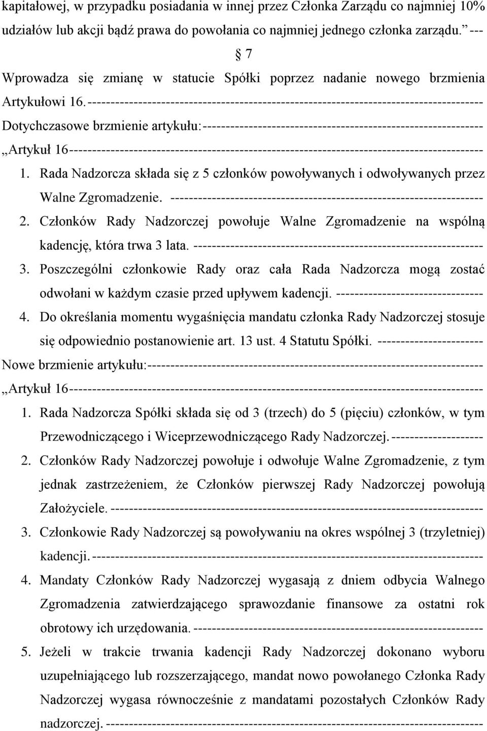 Rada Nadzorcza składa się z 5 członków powoływanych i odwoływanych przez Walne Zgromadzenie. -------------------------------------------------------------------- 2.