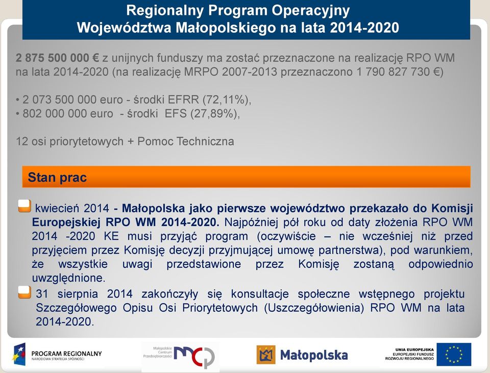 pierwsze województwo przekazało do Komisji Europejskiej RPO WM 2014-2020.