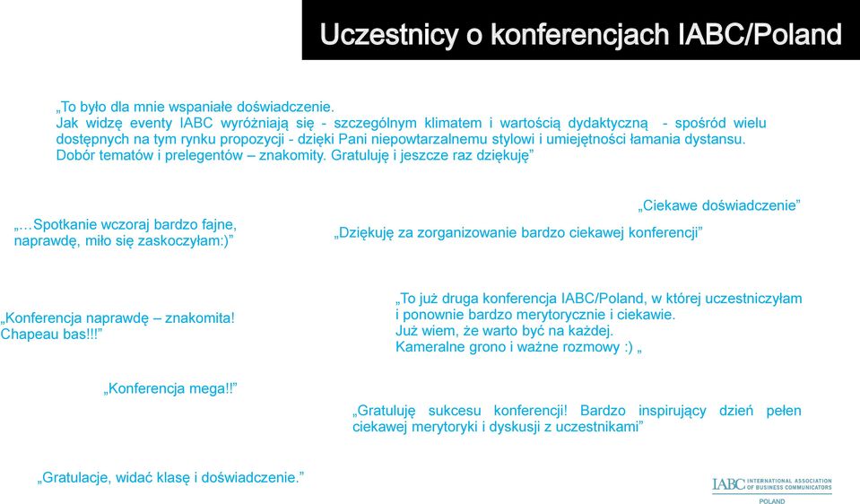 dystansu. Dobór tematów i prelegentów znakomity.