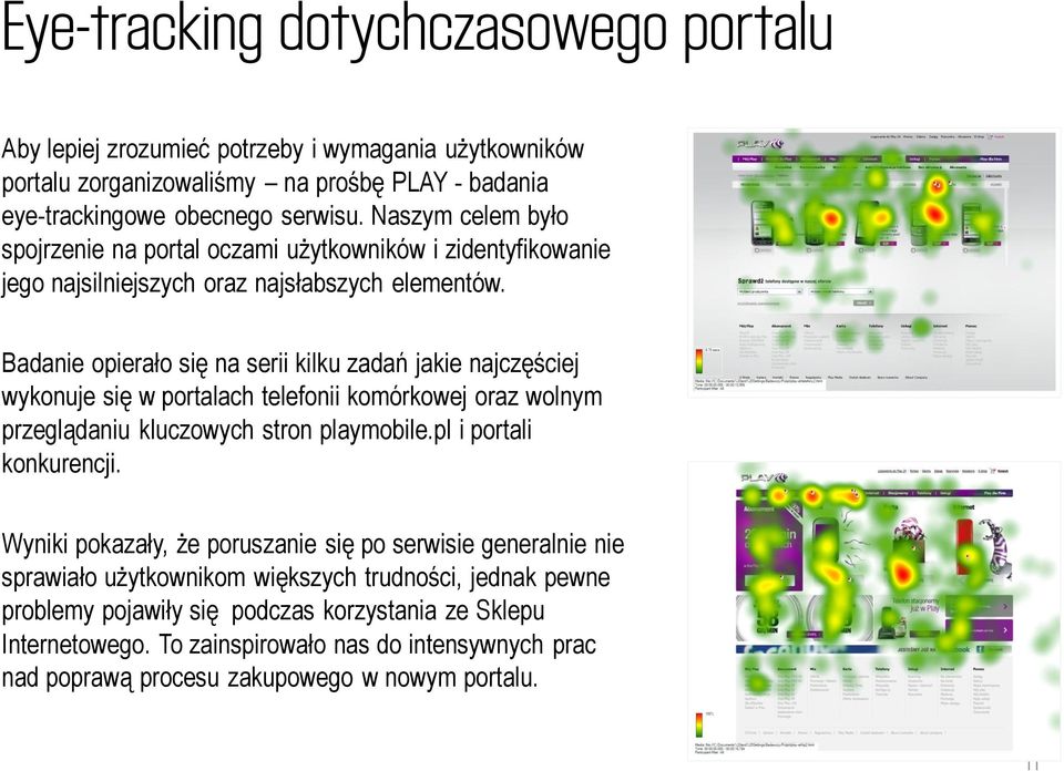Badanie opierało się na serii kilku zadań jakie najczęściej wykonuje się w portalach telefonii komórkowej oraz wolnym przeglądaniu kluczowych stron playmobile.pl i portali konkurencji.
