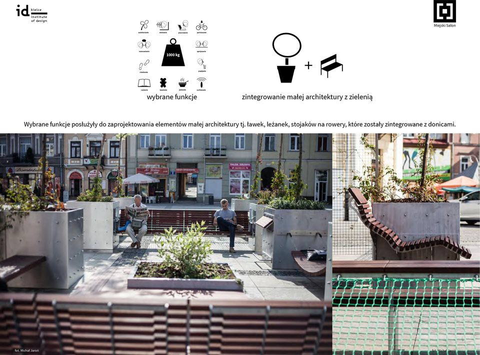 bawienie jedzenie surfowanie czytanie bawienie jedzenie surfowanie Najważniejsze funkcje - wg mieszkańców Kielc, Zintegrowanie małej architektury z zielenią Sześcienna donica + inserty mocujące