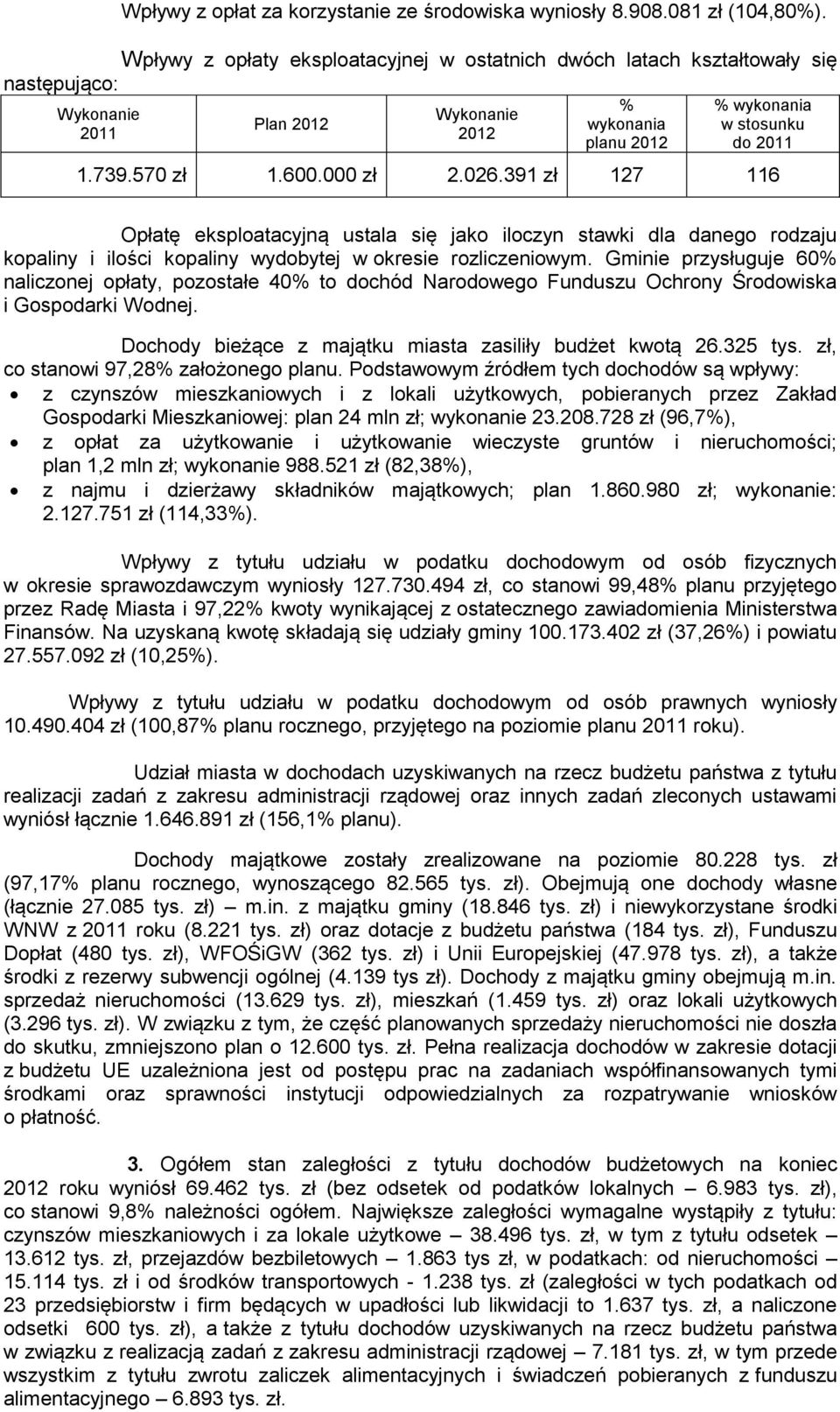 000 zł 2.026.391 zł 127 116 Opłatę eksploatacyjną ustala się jako iloczyn stawki dla danego rodzaju kopaliny i ilości kopaliny wydobytej w okresie rozliczeniowym.