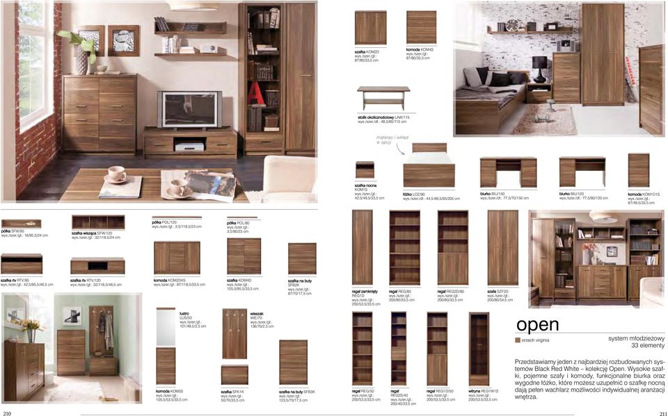 szafka rtv RTV/95 42,5/95,5/46,5 cm szafka rtv RTV/120 32/118,5/46,5 cm KOM2D4S 87/118,5/33,5 cm szafka KOM4D 105,5/95,5/33,5 cm szafka na buty SFB2K 87/70/17,5 cm REG1D 200/53,5/33,5 cm REG/80
