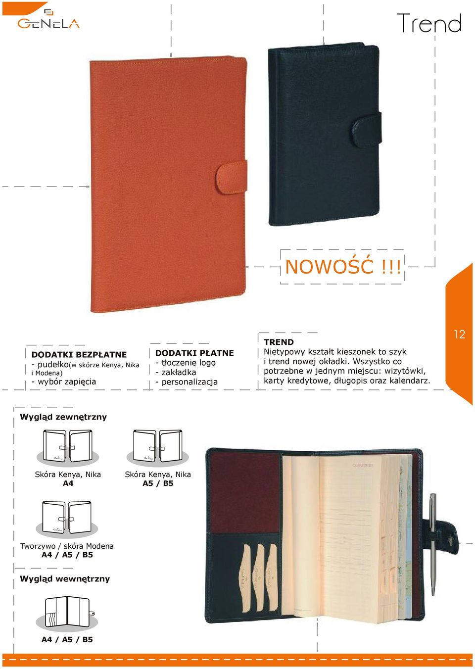 tłoczenie logo - zakładka - personalizacja TREND Nietypowy kształt kieszonek to szyk i trend nowej