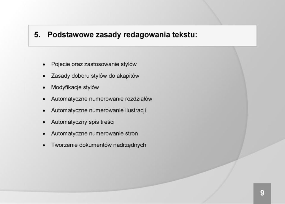 numerowanie rozdziałów Automatyczne numerowanie ilustracji Automatyczny