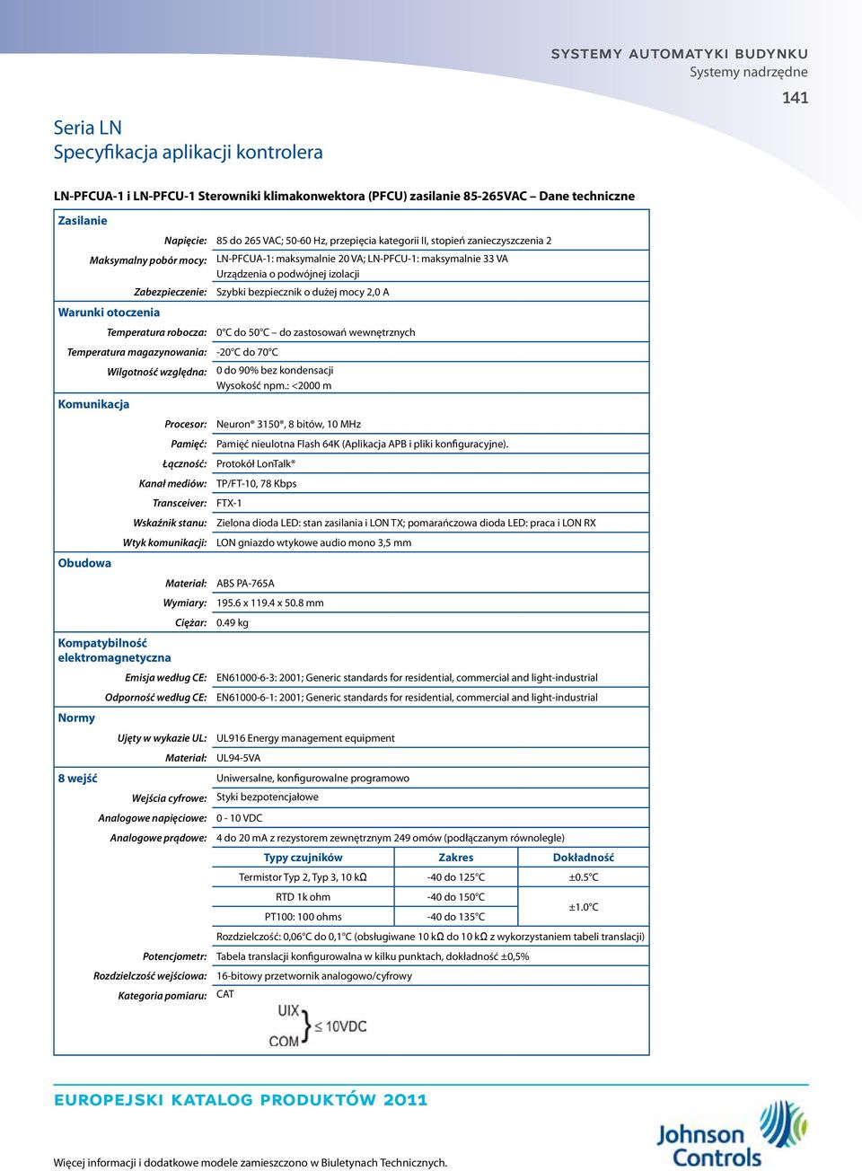 robocza: 0 C do 50 C do zastosowań wewnętrznych Wysokość npm.: <2000 m Pamięć nieulotna Flash 64K (Aplikacja APB i pliki konfiguracyjne).