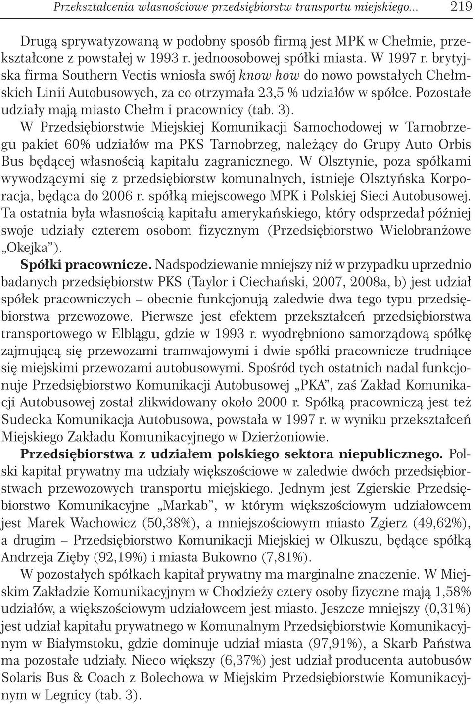 Pozostałe udziały mają miasto Chełm i pracownicy (tab. 3).