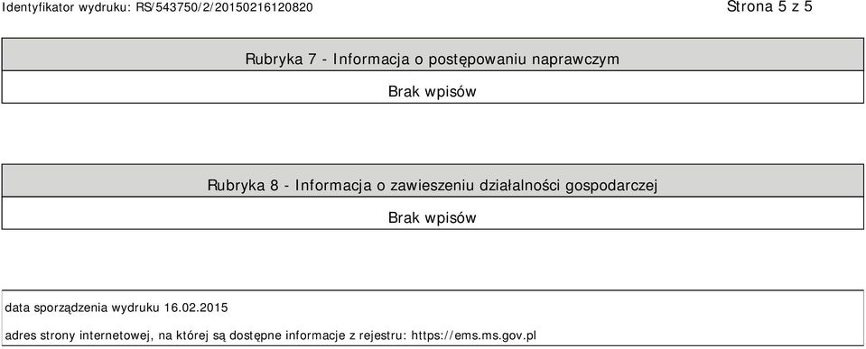 data sporządzenia wydruku 16.02.