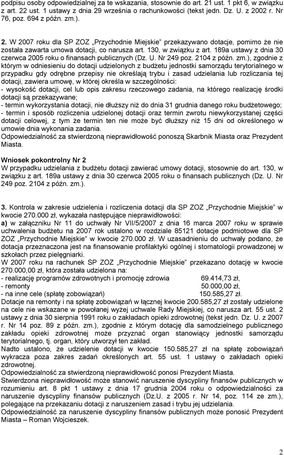 189a ustawy z dnia 30 czerwca 2005 roku o finansach publicznych (Dz. U. Nr 249 poz. 2104 z późn. zm.