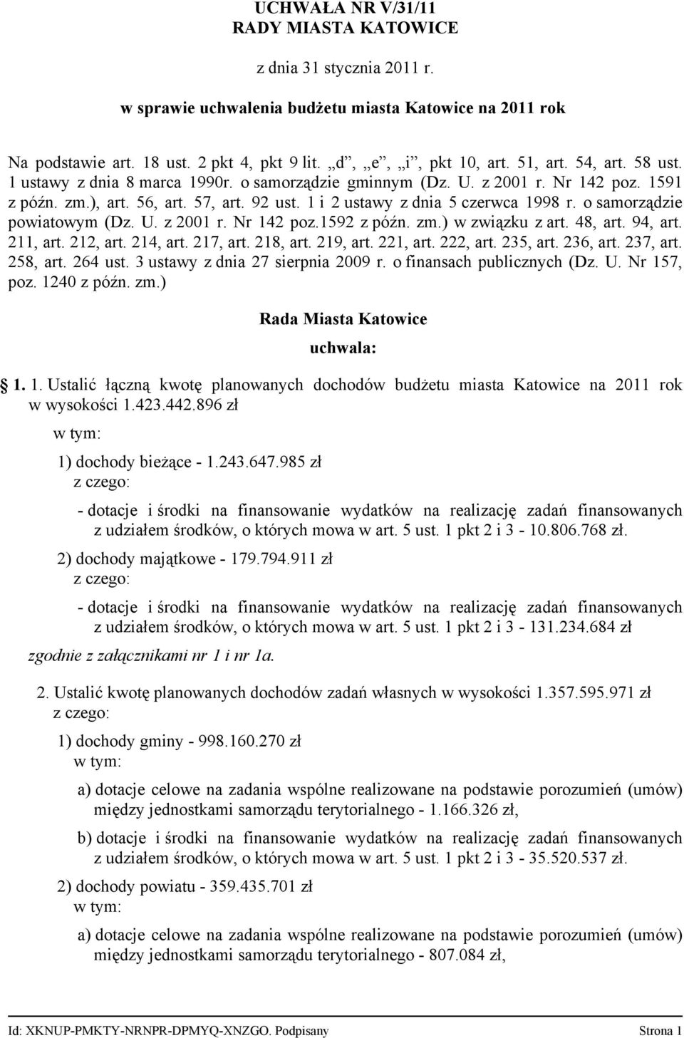 o samorządzie powiatowym (Dz. U. z 2001 r. Nr 142 poz.1592 z późn. zm.) w związku z art. 48, art. 94, art. 211, art. 212, art. 214, art. 217, art. 218, art. 219, art. 221, art. 222, art. 235, art.