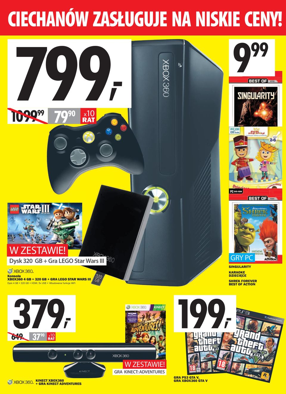 GB + 320 GB, 5x Wbudowana funkcja WiFi GRY PC SINGULARITY KARAOKE DZIECIĘCE SHREK FOREVER BEST OF