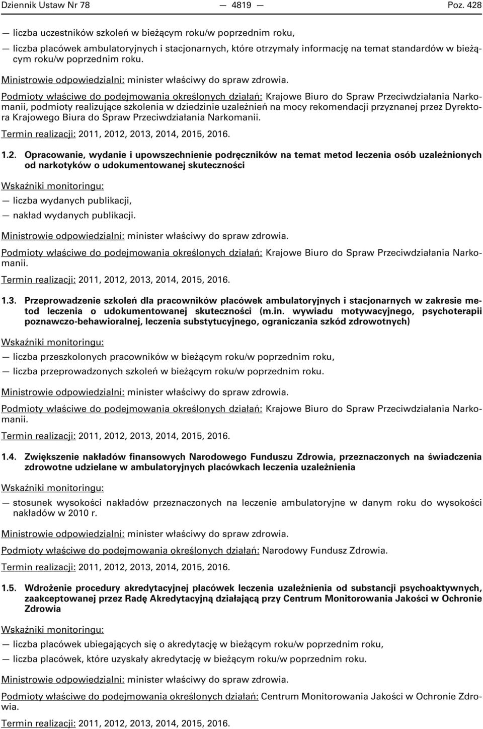 podmioty realizujące szkolenia w dziedzinie uzależnień na mocy rekomendacji przyznanej przez Dyrektora Krajowego Biura do Spraw Przeciwdziałania Narkomanii. 1.2.