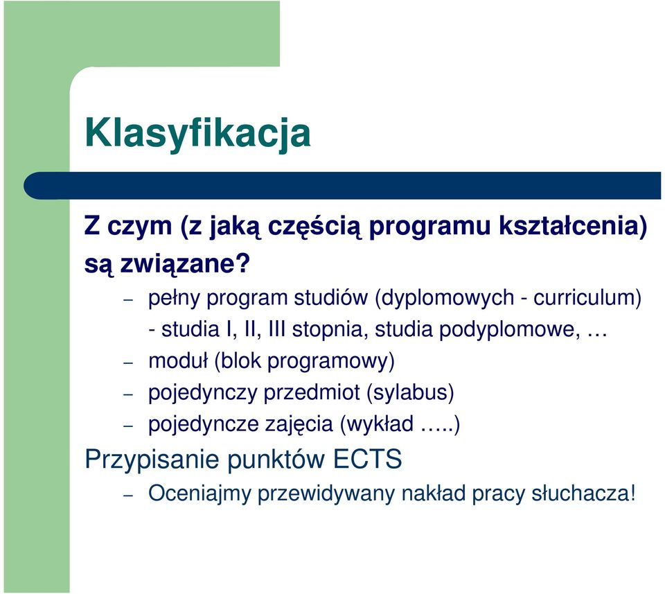 studia podyplomowe, moduł (blok programowy) pojedynczy przedmiot (sylabus)