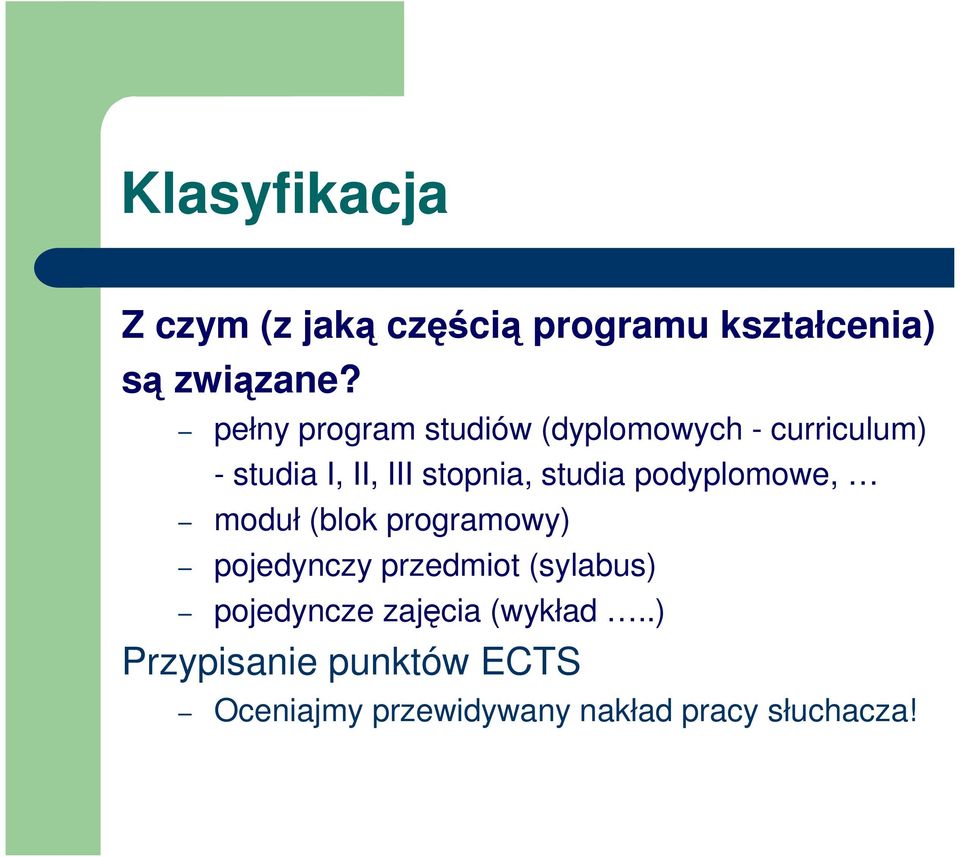 studia podyplomowe, moduł (blok programowy) pojedynczy przedmiot (sylabus)