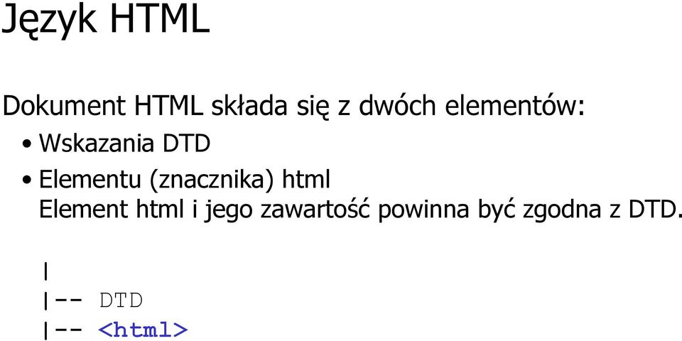 (znacznika) html Element html i jego