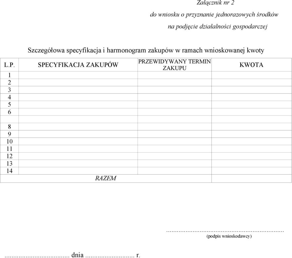 1 2 3 4 5 6 8 9 10 11 12 13 14 Szczegółowa specyfikacja i harmonogram