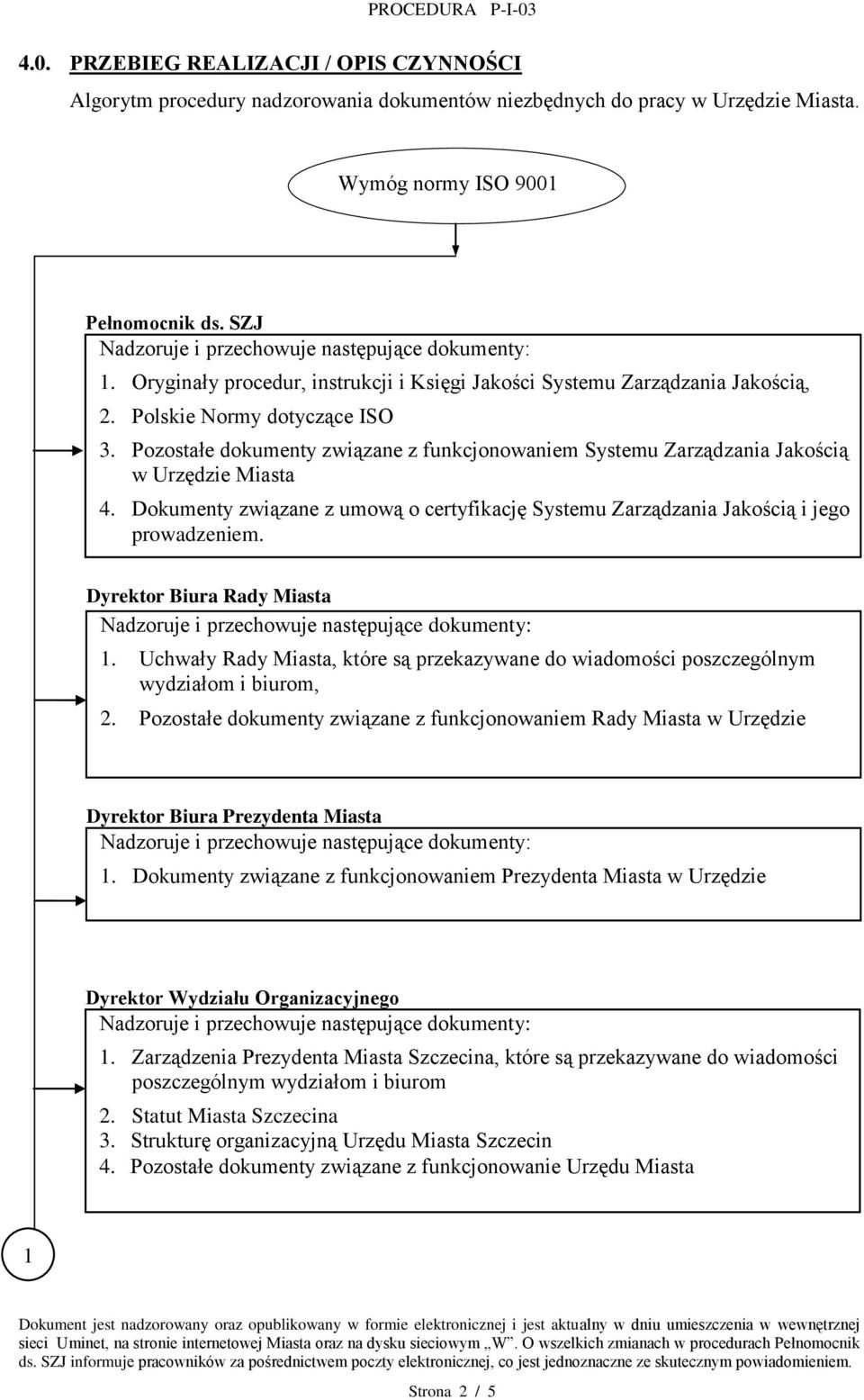 Pozostałe dokumenty związane z funkcjonowaniem Systemu Zarządzania Jakością w Urzędzie Miasta 4. Dokumenty związane z umową o certyfikację Systemu Zarządzania Jakością i jego prowadzeniem.