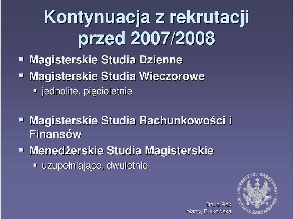 pięcioletnie Magisterskie Studia Rachunkowości i