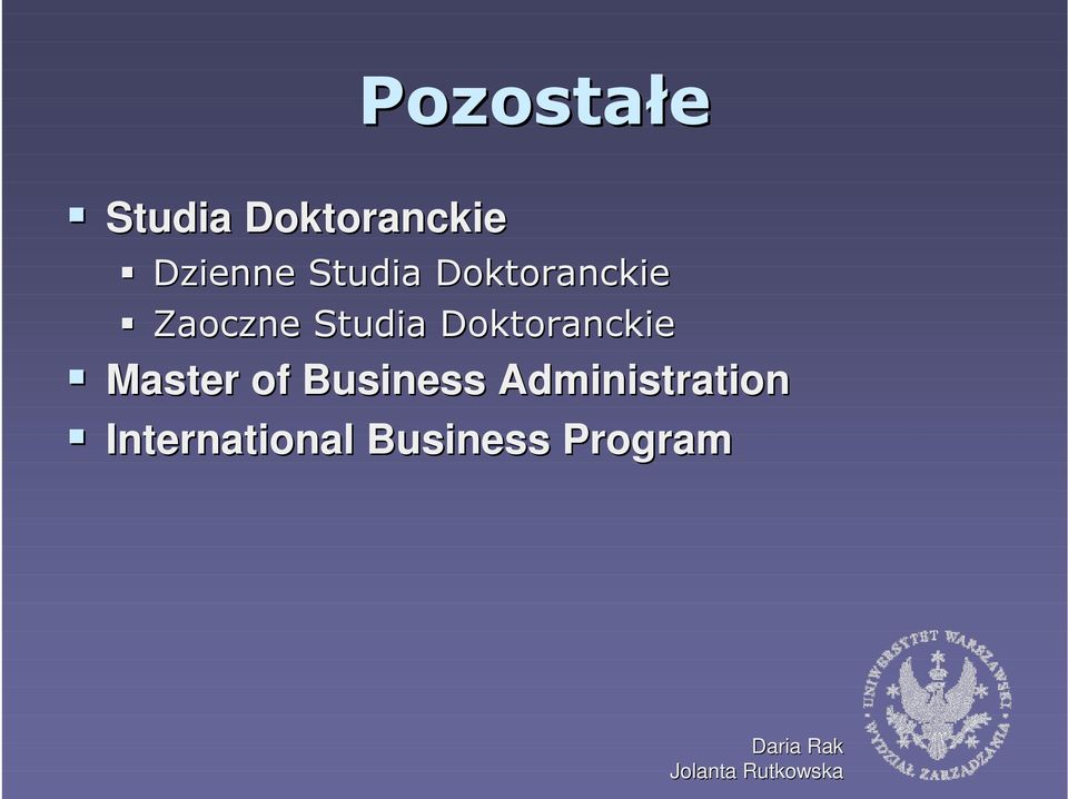 Doktoranckie Master of Business
