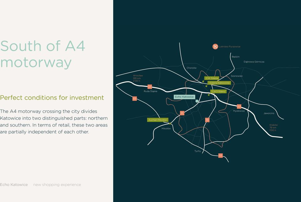 3 Stawy The A4 motorway crossing the city divides Katowice into two distinguished parts: northern and southern.