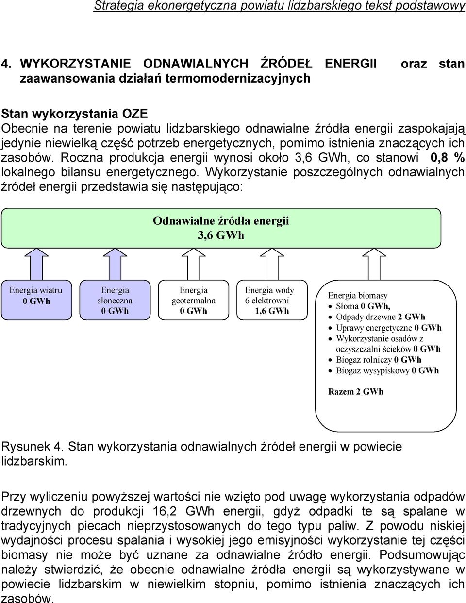 jedynie niewielką część potrzeb energetycznych, pomimo istnienia znaczących ich zasobów. Roczna produkcja energii wynosi około 3,6 GWh, co stanowi 0,8 % lokalnego bilansu energetycznego.