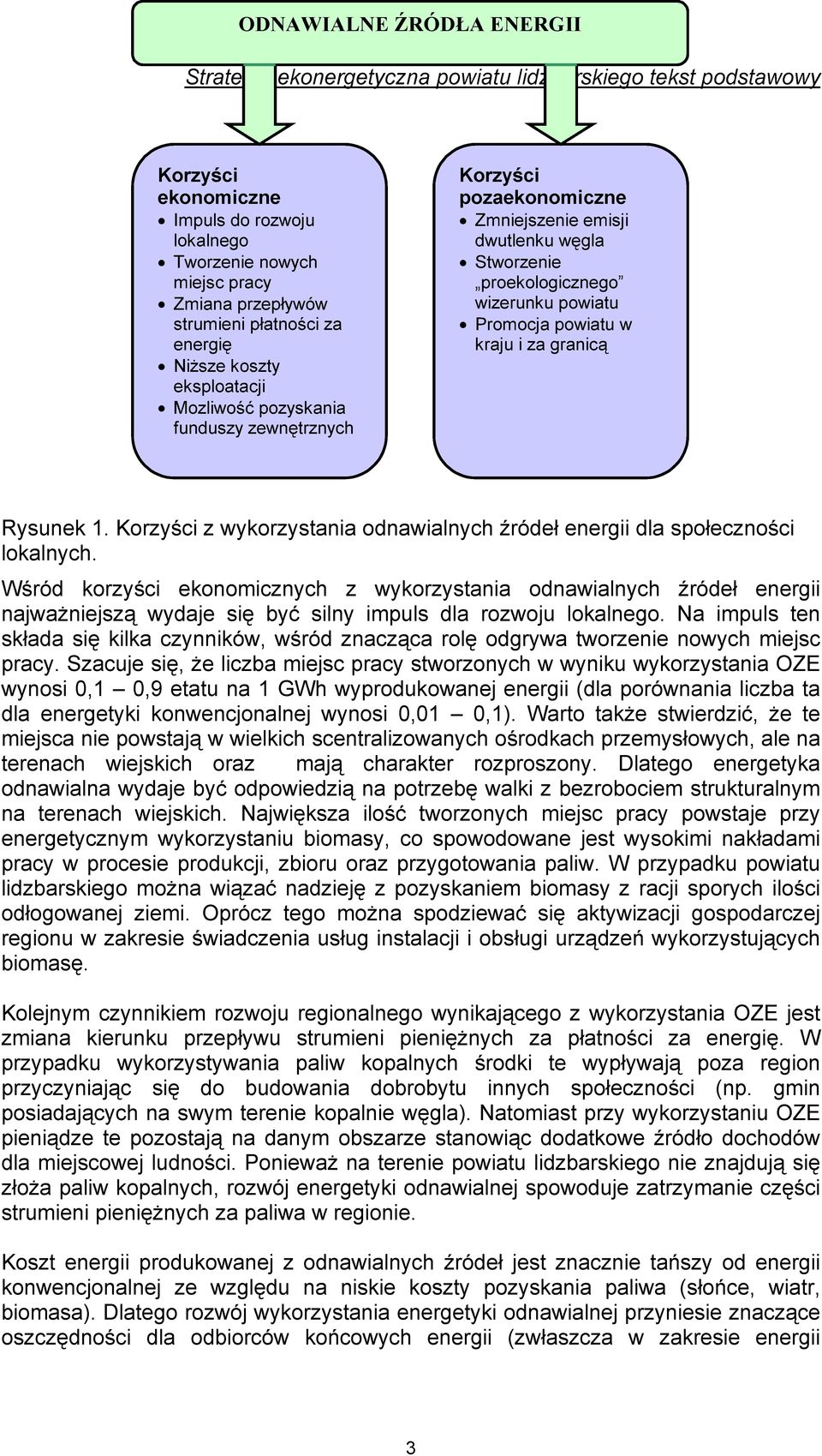 Promocja powiatu w kraju i za granicą Rysunek 1. Korzyści z wykorzystania odnawialnych źródeł energii dla społeczności lokalnych.