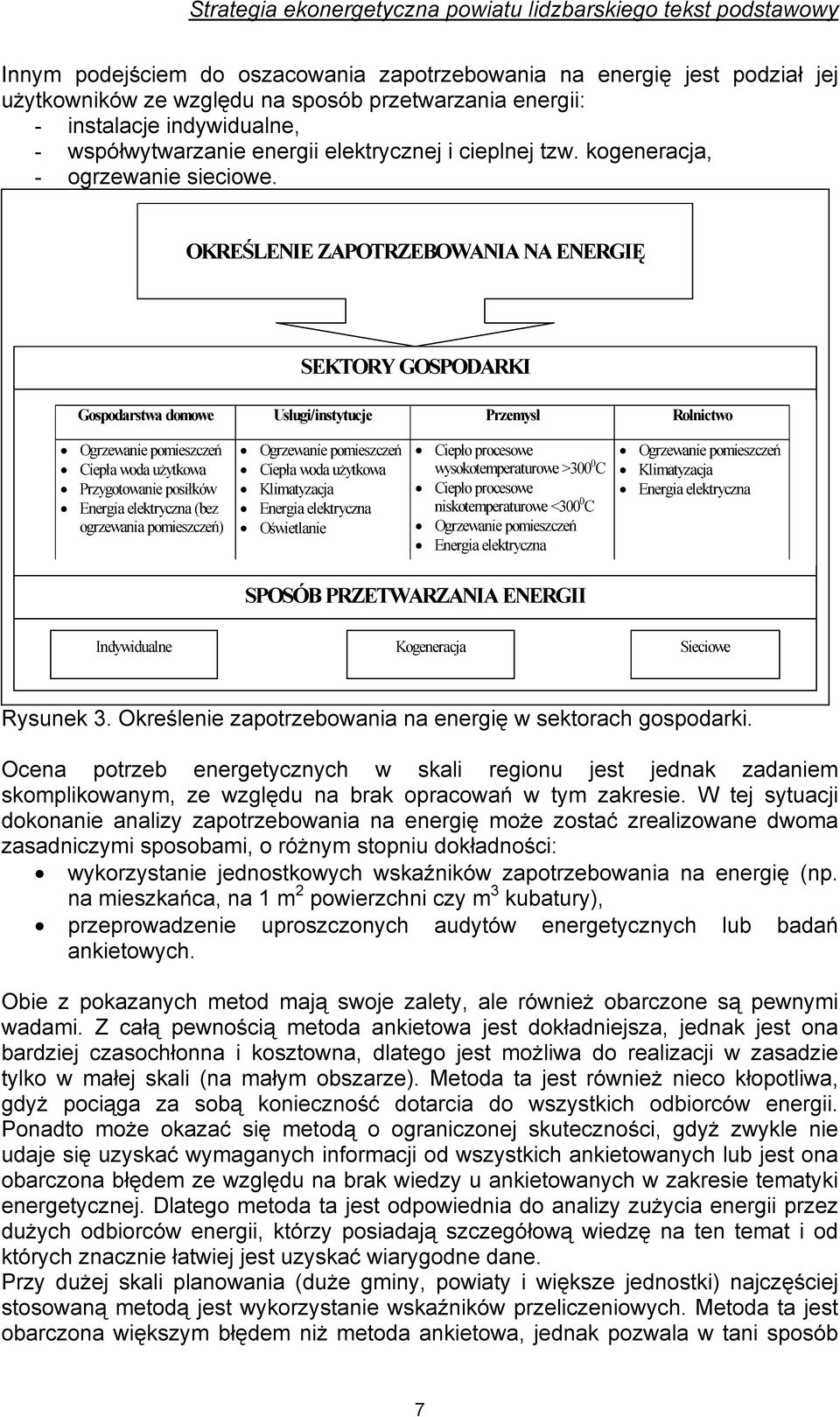 OKREŚLENIE ZAPOTRZEBOWANIA NA ENERGIĘ SEKTORY GOSPODARKI Gospodarstwa domowe Usługi/instytucje Przemysł Rolnictwo Ogrzewanie pomieszczeń Ciepła woda użytkowa Przygotowanie posiłków Energia