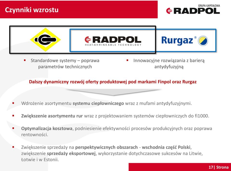 Zwiększenie asortymentu rur wraz z projektowaniem systemów ciepłowniczych do fi1000.