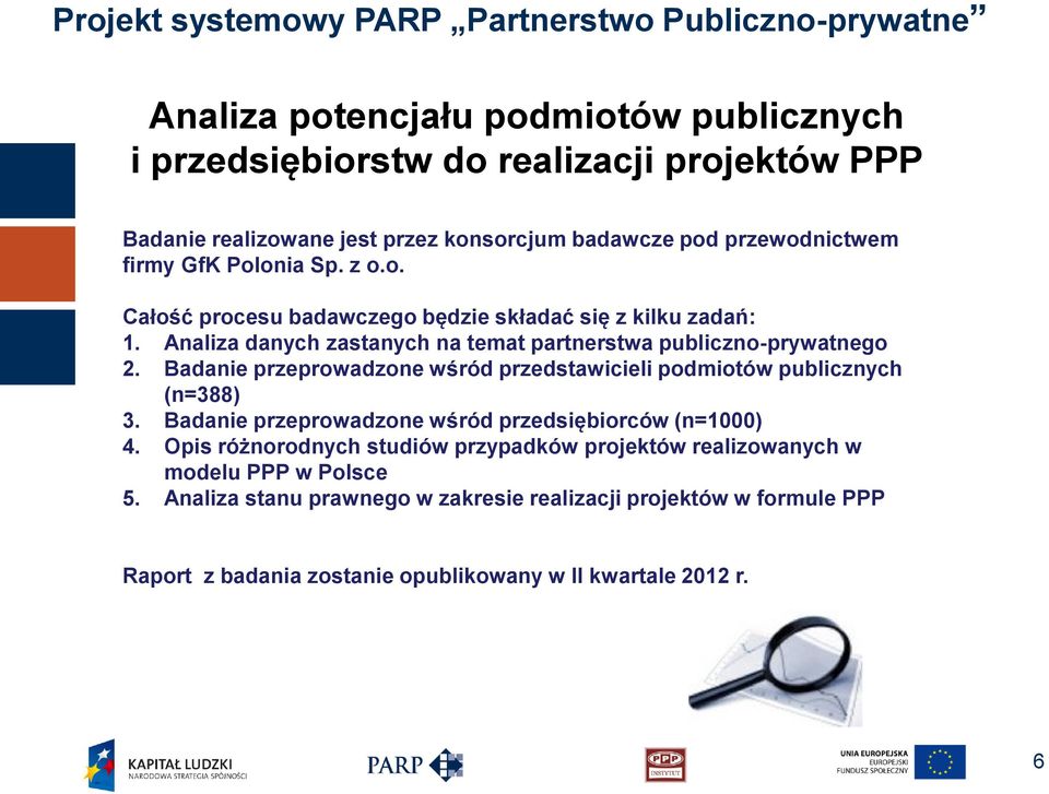 Analiza danych zastanych na temat partnerstwa publiczno-prywatnego 2. Badanie przeprowadzone wśród przedstawicieli podmiotów publicznych (n=388) 3.