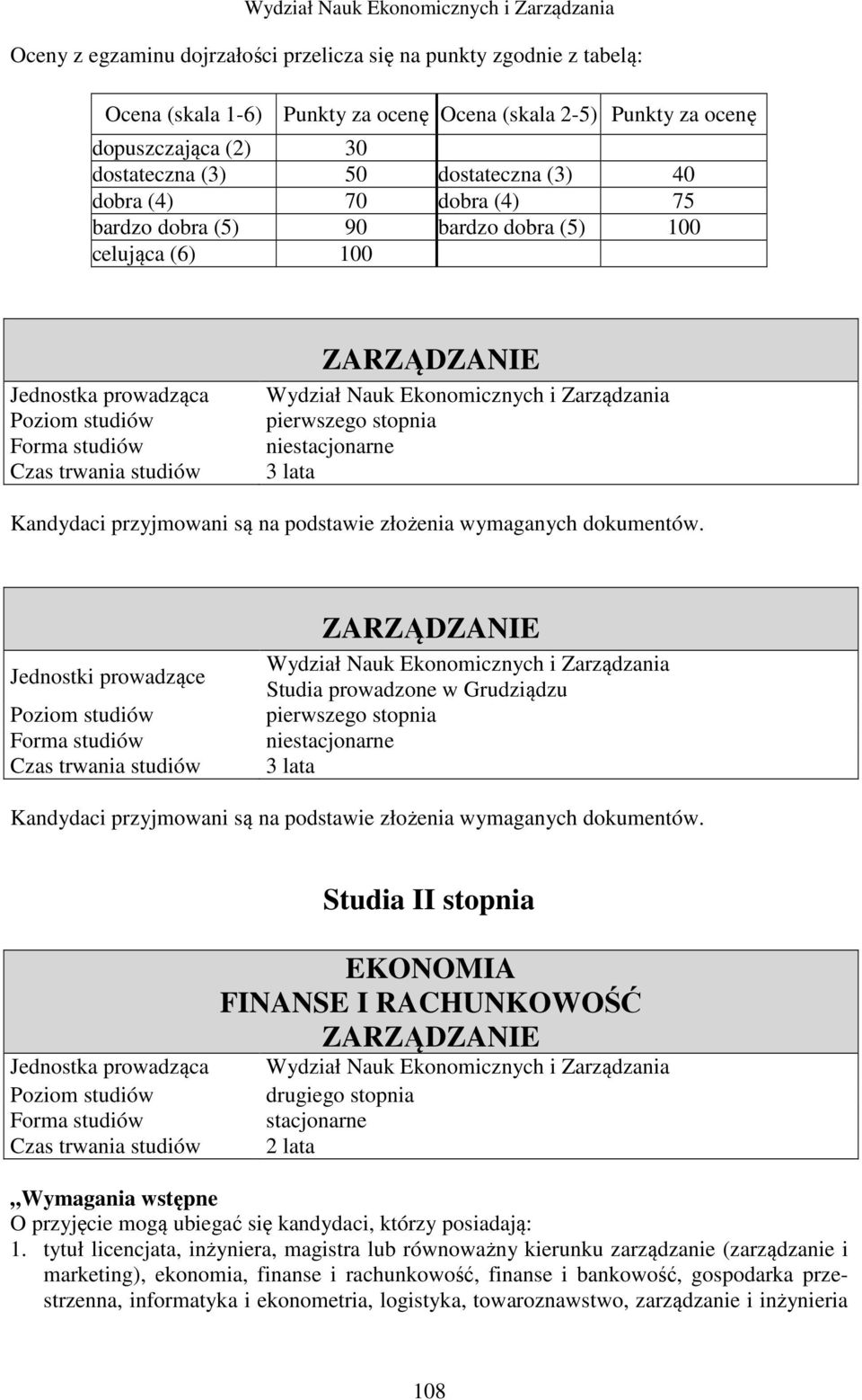 Jednostki prowadzące Studia prowadzone w Grudziądzu nie Kandydaci przyjmowani są na podstawie złożenia wymaganych dokumentów.
