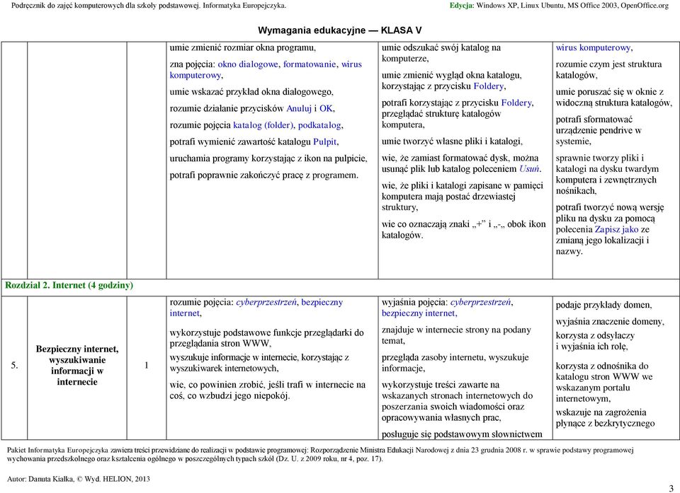 umie odszukać swój katalog na komputerze, umie zmienić wygląd okna katalogu, korzystając z przycisku Foldery, potrafi korzystając z przycisku Foldery, przeglądać strukturę katalogów komputera, umie