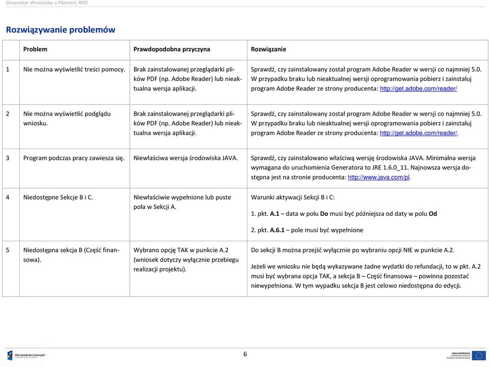 W przypadku braku lub nieaktualnej wersji oprogramowania pobierz i zainstaluj program Adobe Reader ze strony producenta: http://get.adobe.com/reader/ 2 Nie można wyświetlić podglądu wniosku.