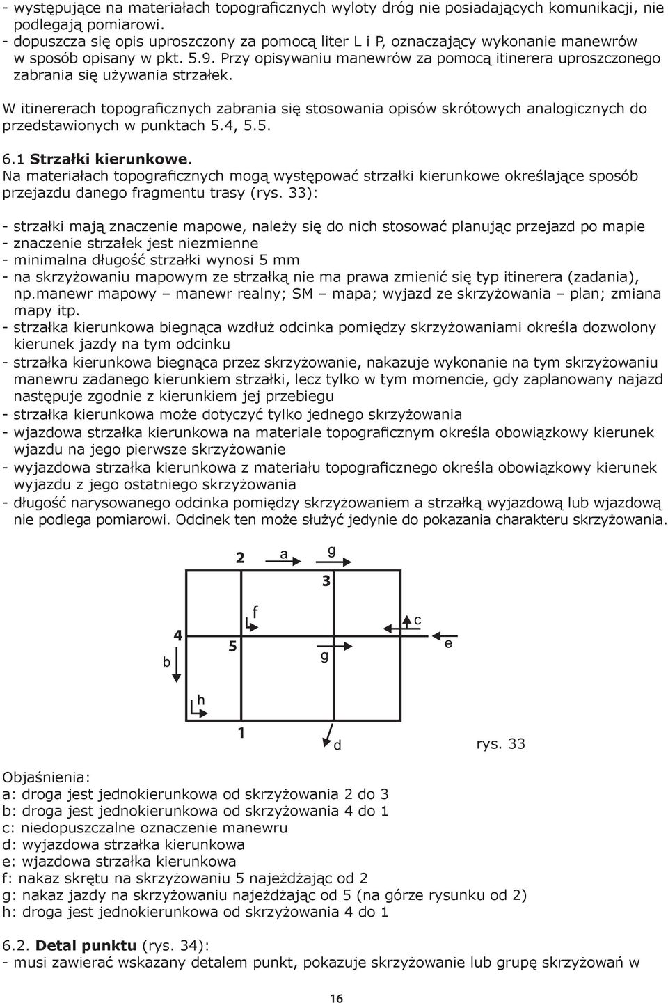 Przy opisywaniu manewrów za pomocą itinerera uproszczonego zabrania się używania strzałek.