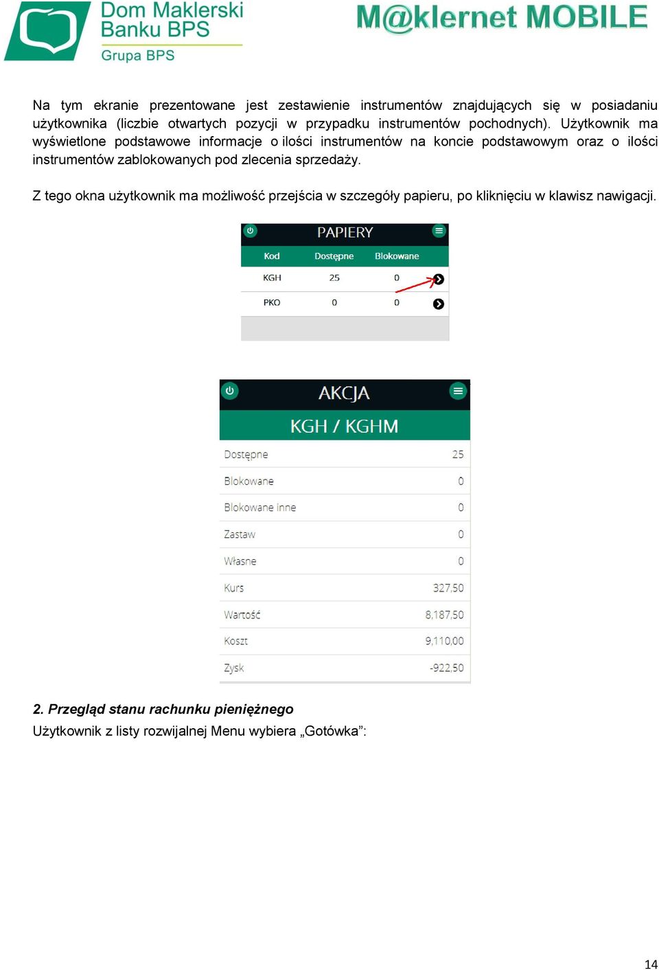 Użytkownik ma wyświetlone podstawowe informacje o ilości instrumentów na koncie podstawowym oraz o ilości instrumentów