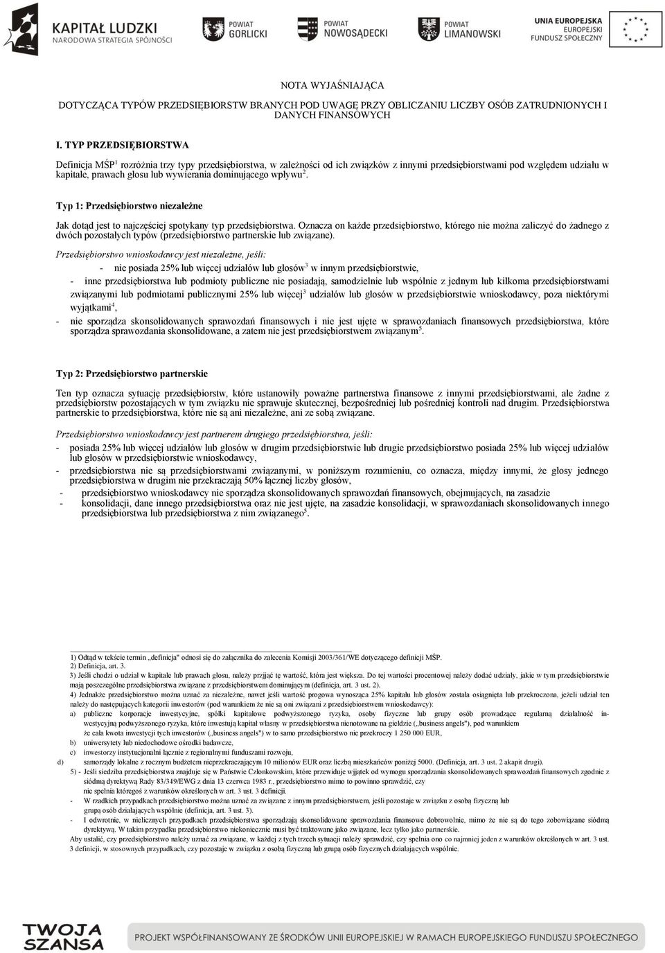 dominującego wpływu 2. Typ 1: Przedsiębiorstwo niezależne Jak dotąd jest to najczęściej spotykany typ przedsiębiorstwa.