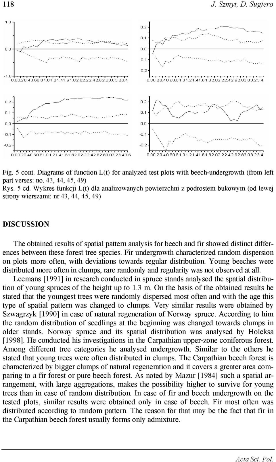 showed distinct differences between these forest tree species. Fir undergrowth characterized random dispersion on plots more often, with deviations towards regular distribution.