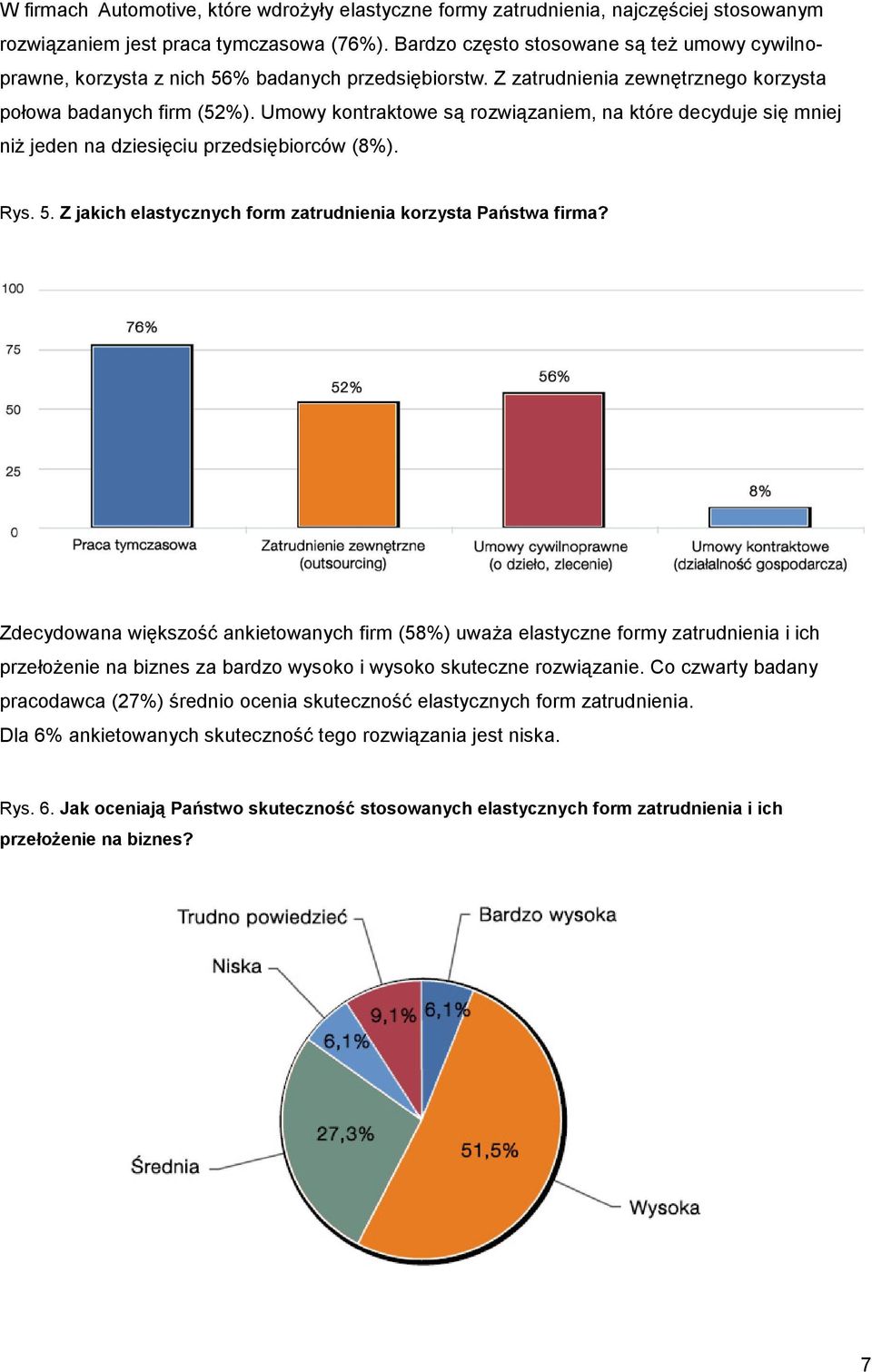 Umowy kontraktowe są rozwiązaniem, na które decyduje się mniej niż jeden na dziesięciu przedsiębiorców (8%). Rys. 5. Z jakich elastycznych form zatrudnienia korzysta Państwa firma?