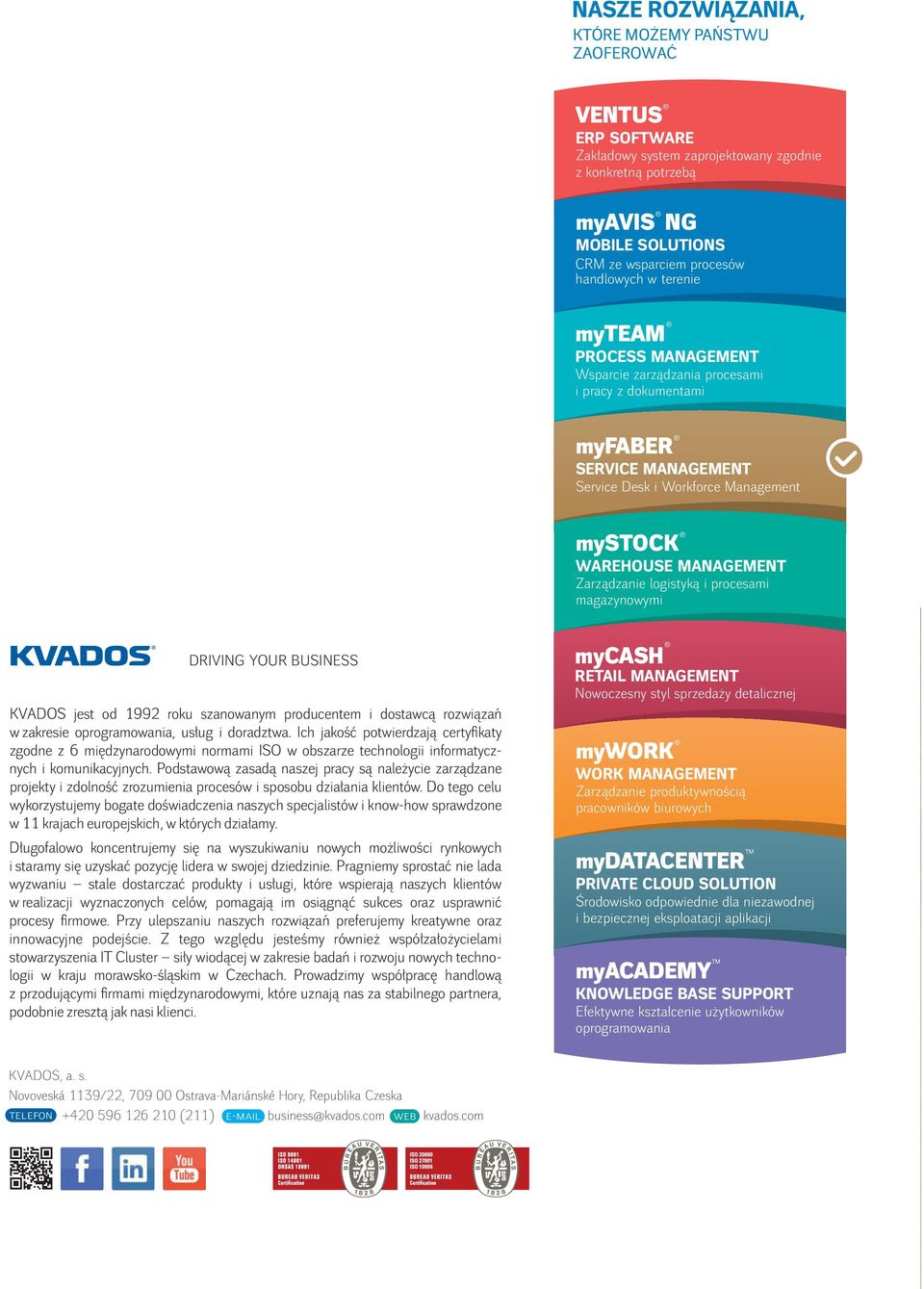 logistyką i procesami magazynowymi DRIVING YOUR BUSINESS KVADOS jest od 1992 roku szanowanym producentem i dostawcą rozwiązań w zakresie oprogramowania, usług i doradztwa.